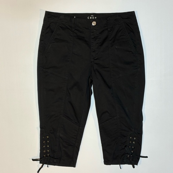 White House Black Market Crop Pants Lace-Up Legs 8 Black - Picture 2 of 13